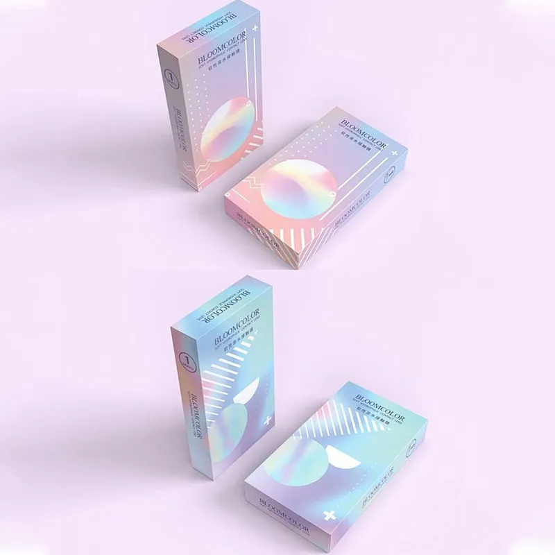 Картонные коробки с радужной лазерной серебряной отделкой (4)