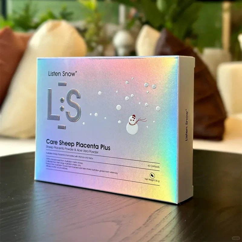 Картонные коробки с радужной лазерной серебряной отделкой (6)